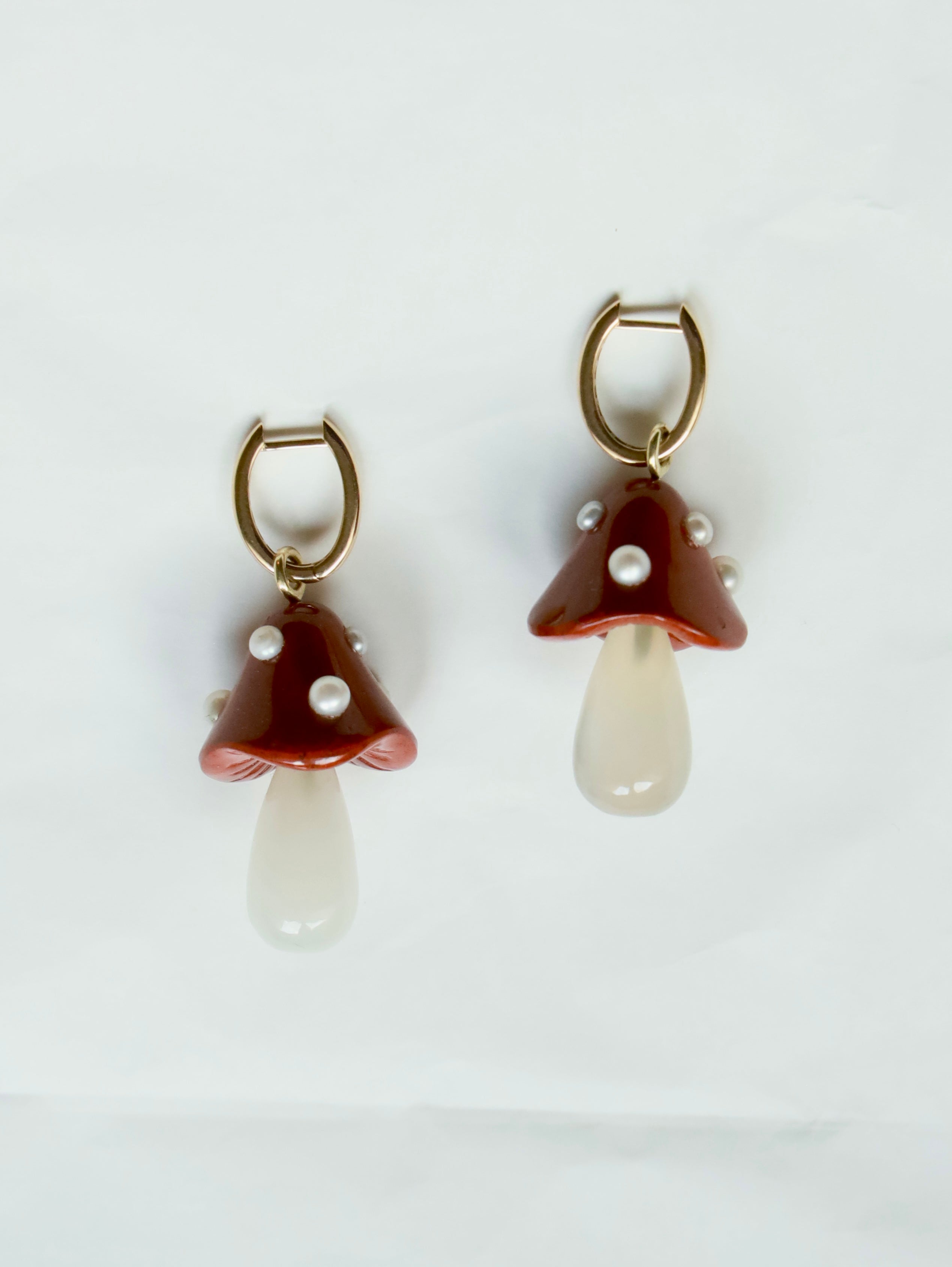 Toadstool carved earrings
