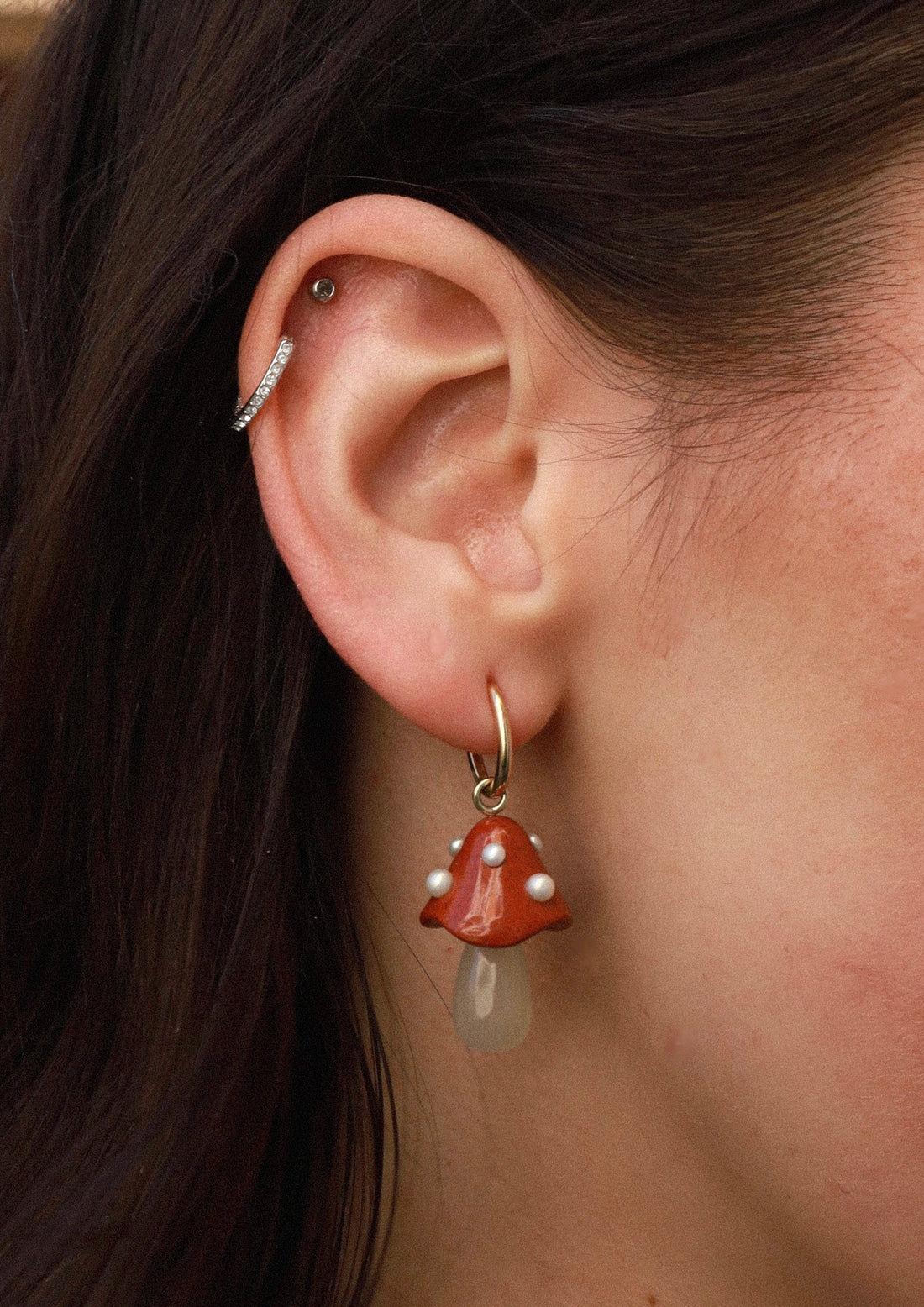 Toadstool carved earrings
