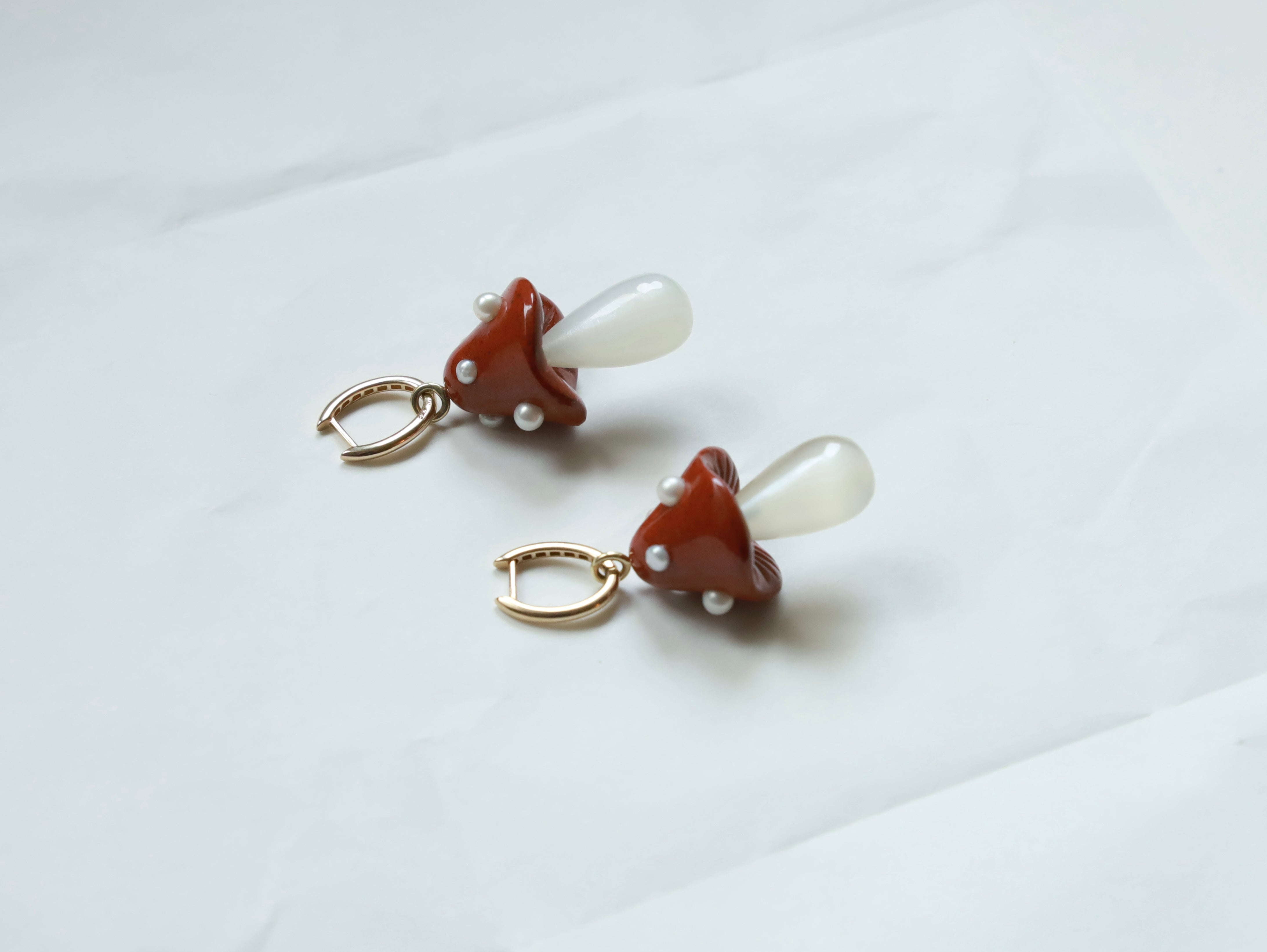 Toadstool carved earrings