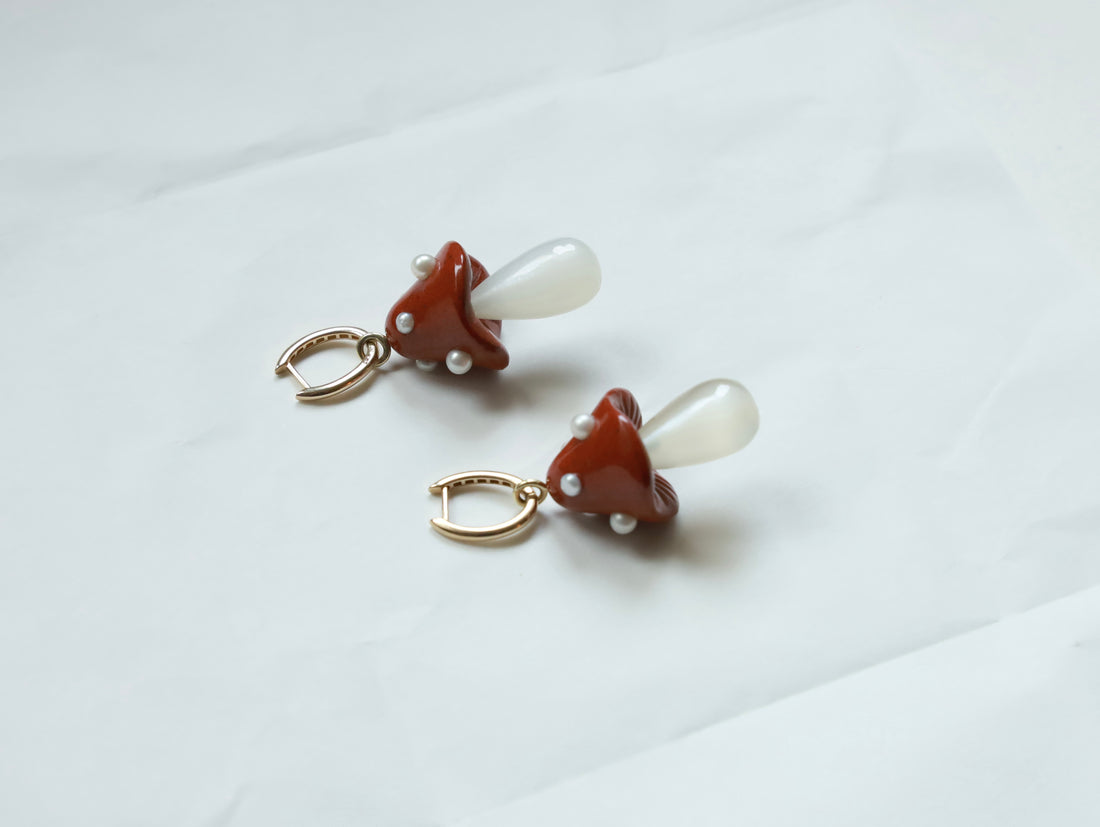 Toadstool carved earrings