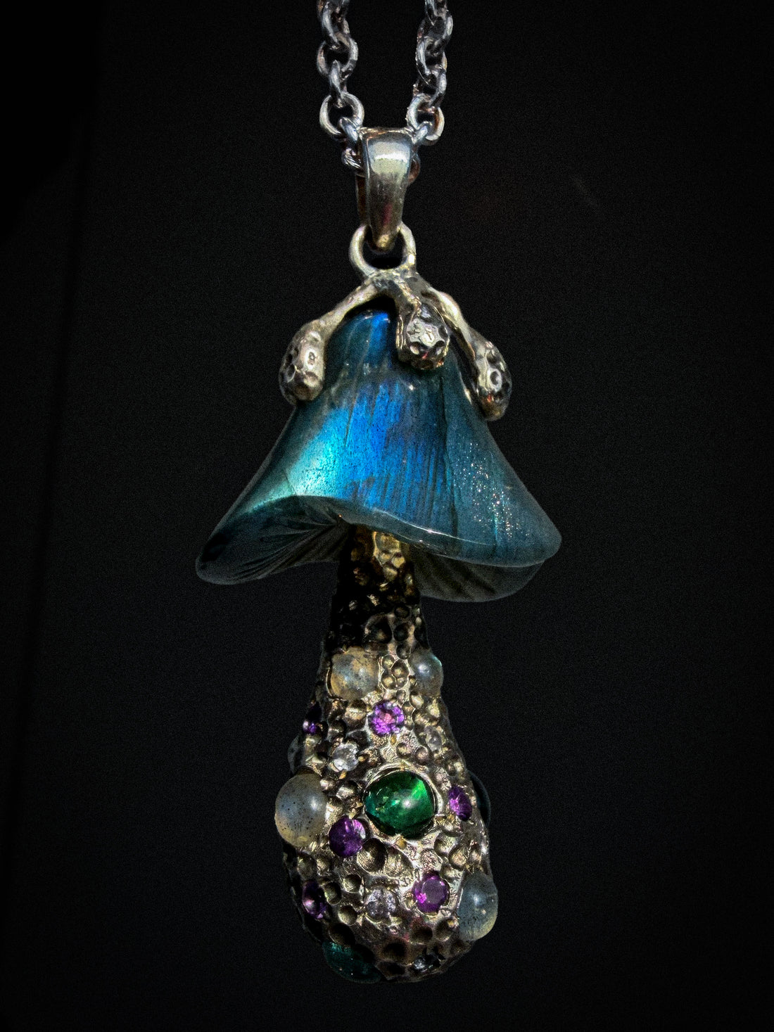 Big and Blue mushroom in silver