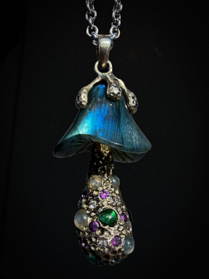 Big and Blue mushroom in silver