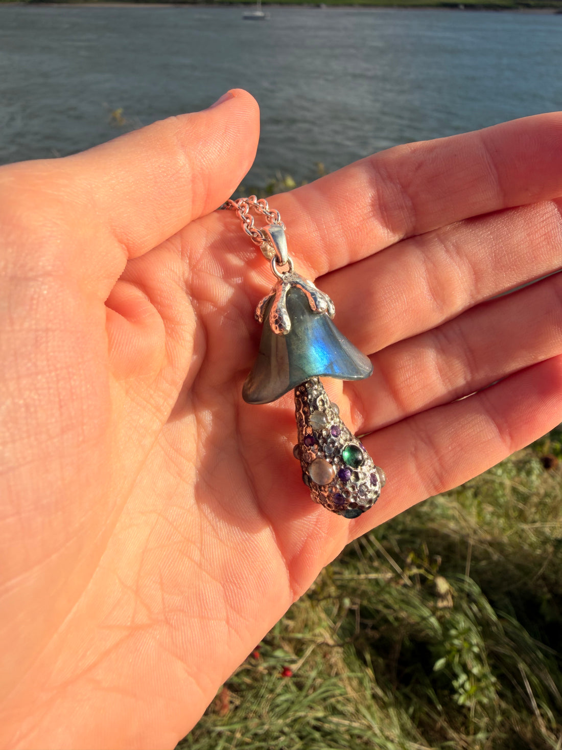 Big and Blue mushroom in silver