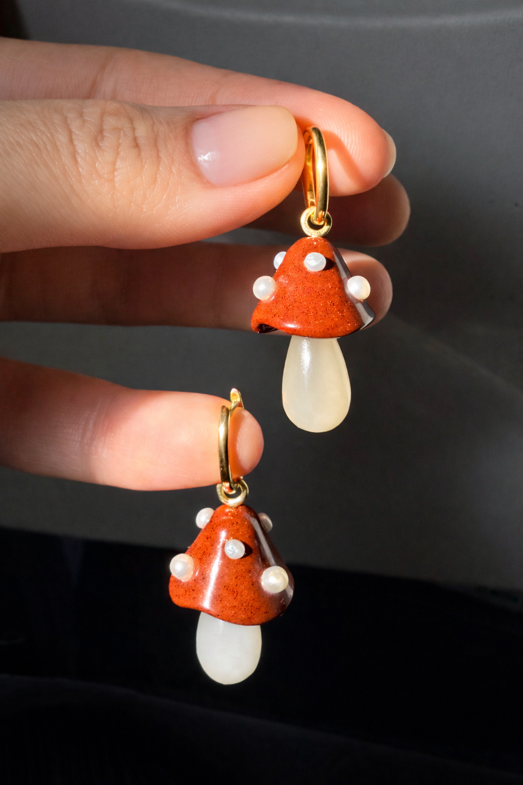 Toadstool carved earrings