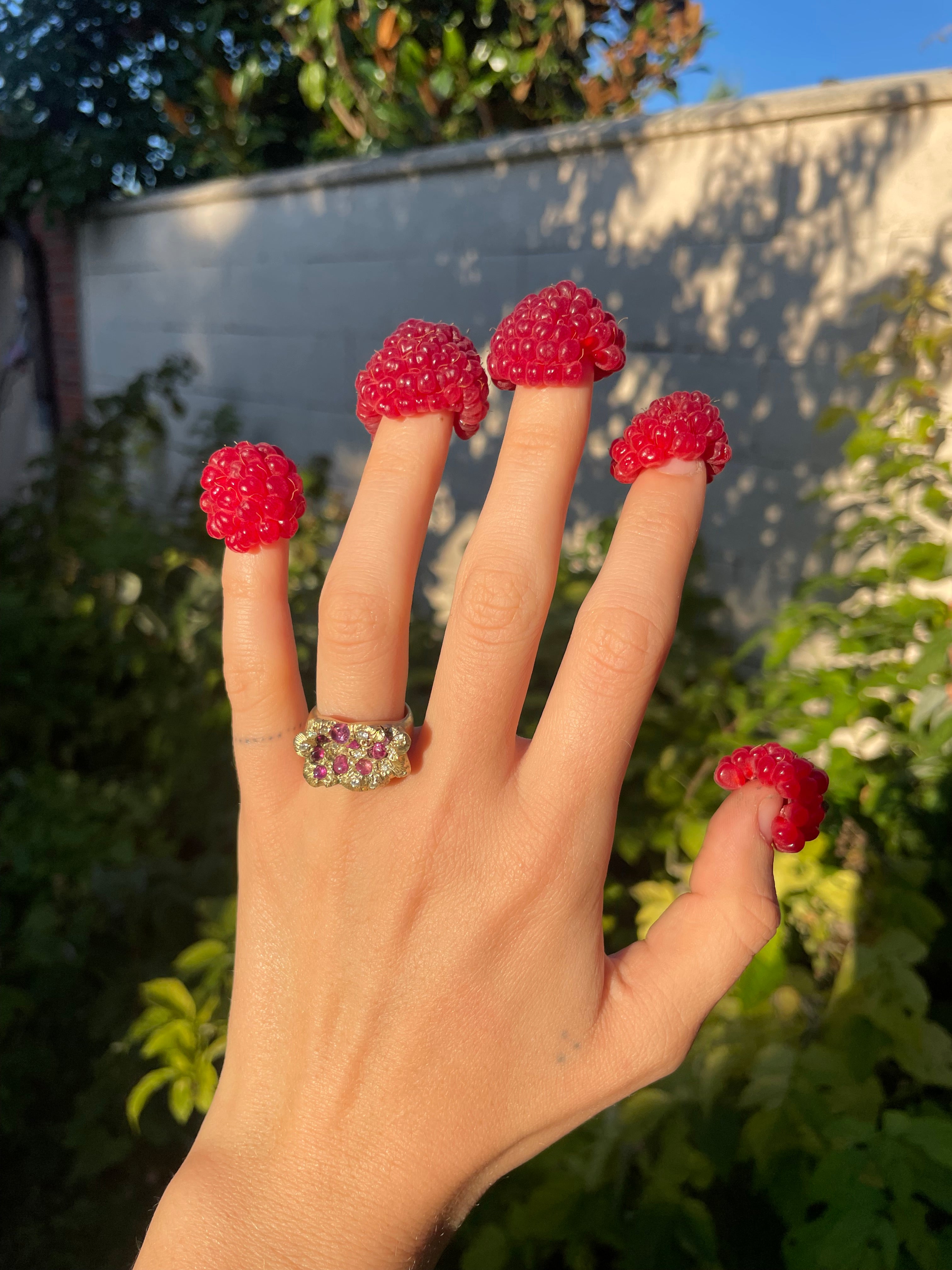 nature inspired ruby and 14K gold ring