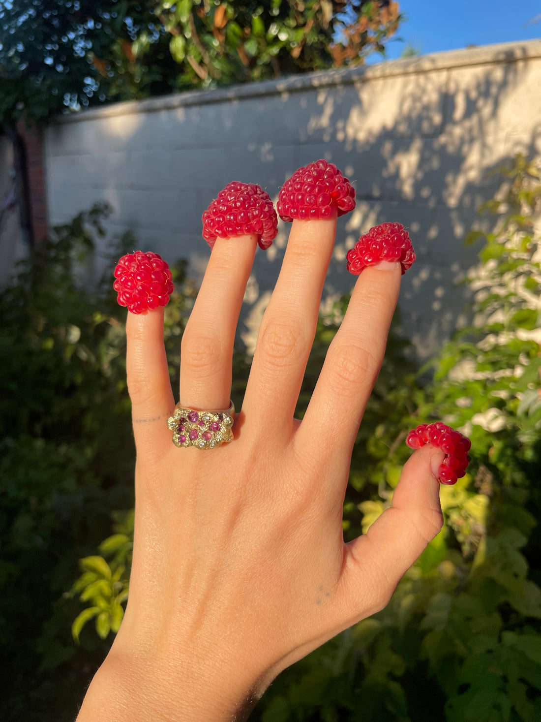 nature inspired ruby and 14K gold ring