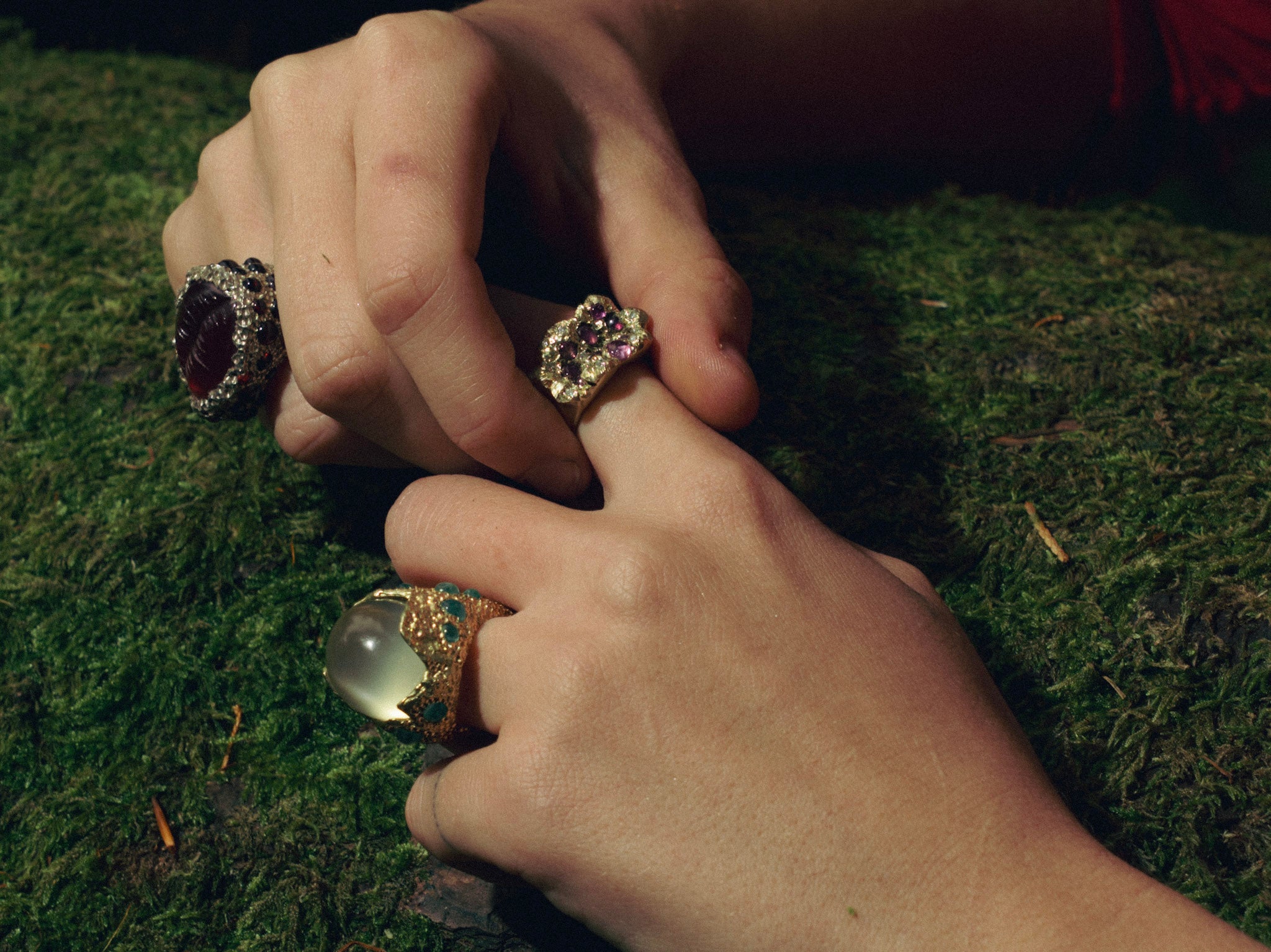 nature inspired ruby and 14K gold ring