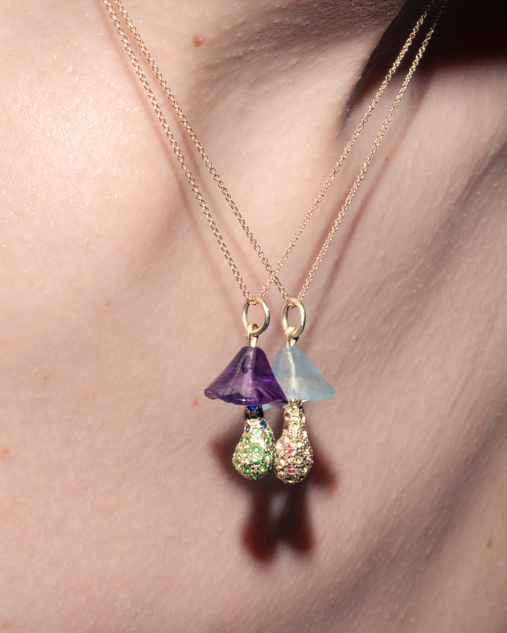 mushroom necklace in 14k gold by Martina Kocianova